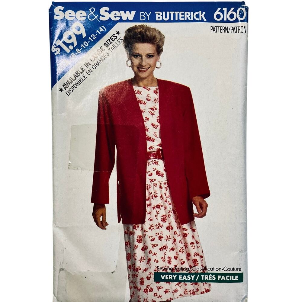 Butterick See & Sew 6160 Sewing Pattern Jacket & Dress Size 6-14
